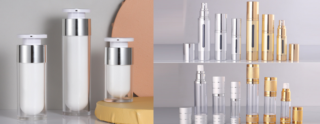 Airless pump bottles for skincare packaging