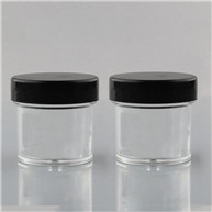 clear jar with black lid