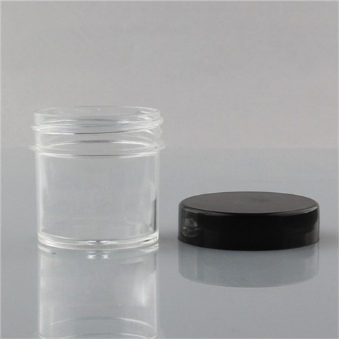 clear jar with black lid