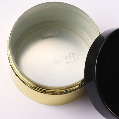 250ml PP Mask Jar With Transparent Pad with gold cover
