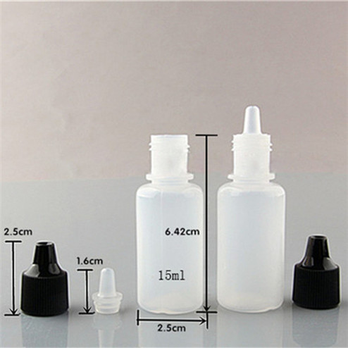 size of 15ml (1/2oz) LDPE boston round bottles