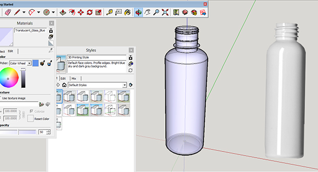 3D drawing of plastic bottle packaging