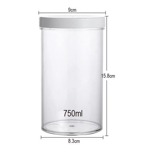 size of 750ml PS jar with PP lid 15.8*9cm
