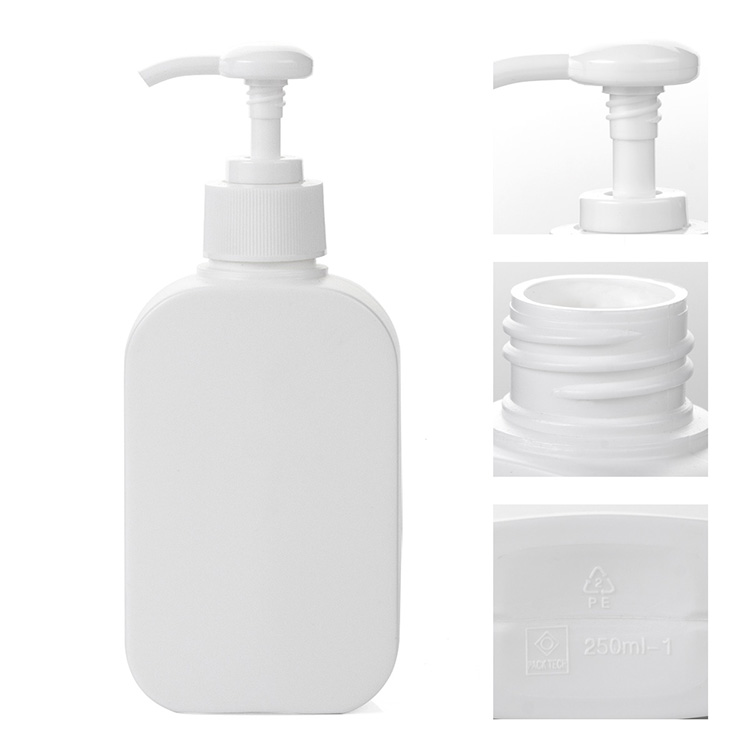 white pe oblonng lotion pump bottle