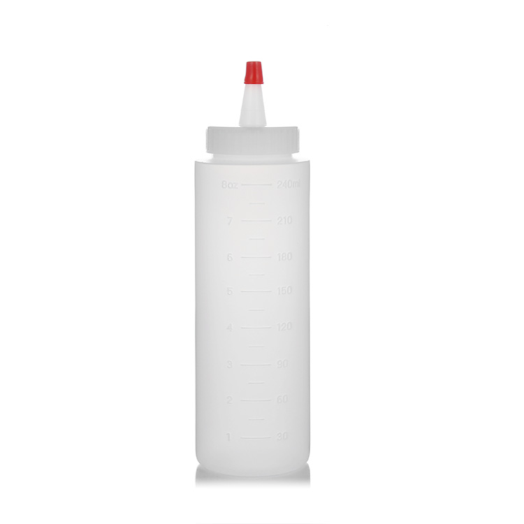 cylinder ldpe scaled sauce squeeze bottle with red tip cap