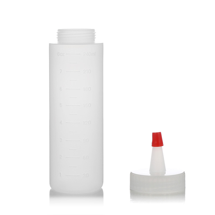 cylinder ldpe scaled sauce squeeze bottle with red tip cap