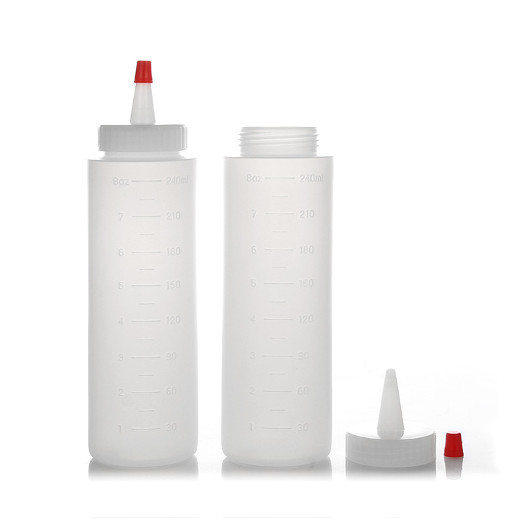 cylinder ldpe scaled sauce squeeze bottle with red tip cap