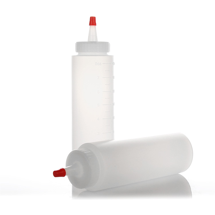 cylinder ldpe scaled sauce squeeze bottle with red tip cap