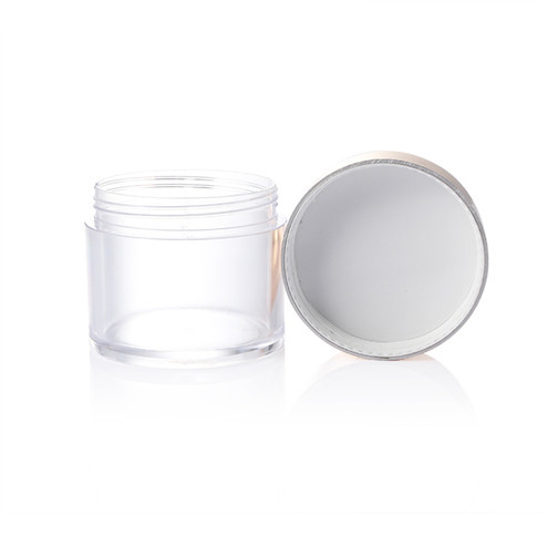 PS clear jar with golden double wall lid