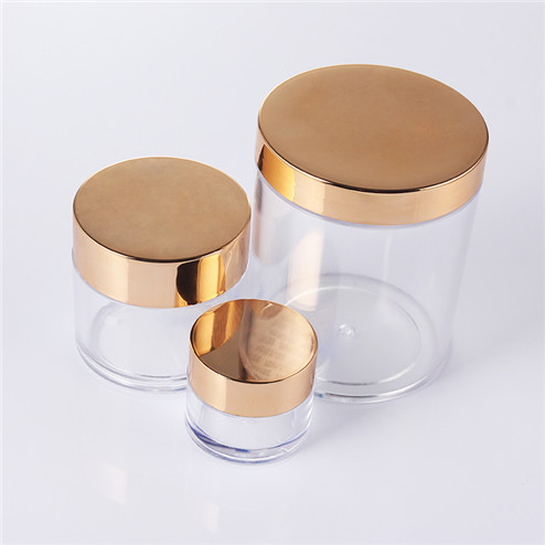 16OZ 480ml cream jars cosmetic packaging PS clear jar with golden lid ...