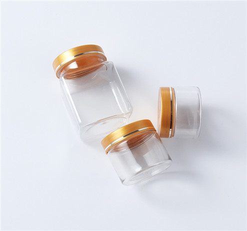 square and round shape clear storage plastic jars