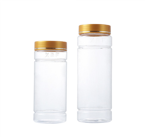 clear storage plastic jar with yellow cap