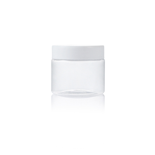 180ml plastic pet clear round jar with white lid wholesale in stock in China