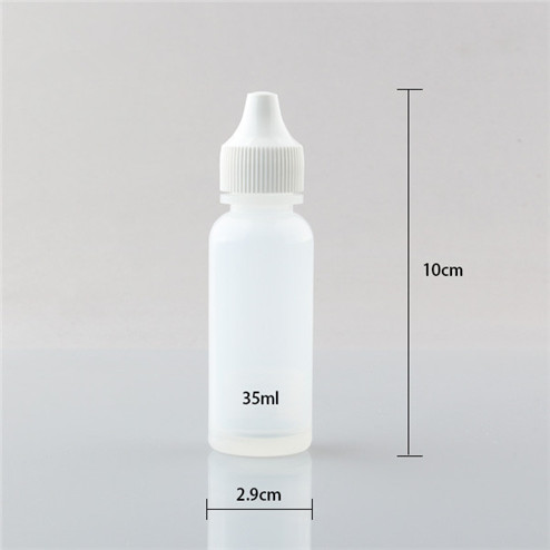 size of 35ml natural-colored LDPE plastic boston round bottles JF-070