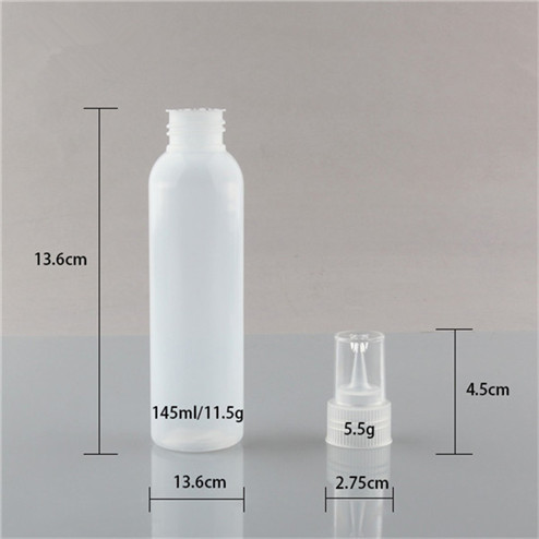 size of 4oz natural colored LDPE boston round bottle with PS cap