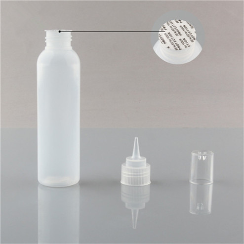 4oz natural colored LDPE boston round bottle with PS cap