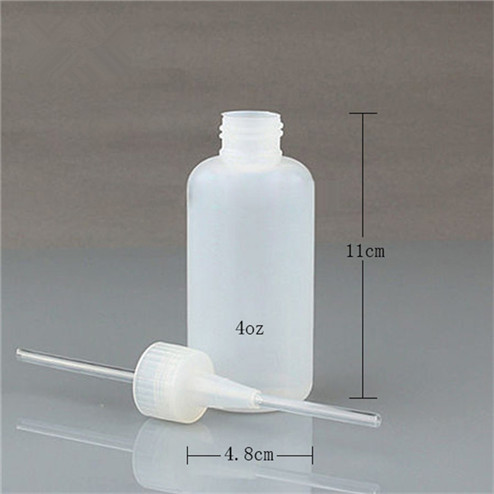 size of 4oz natural colored LDPE boston round snuffer bottle with straw
