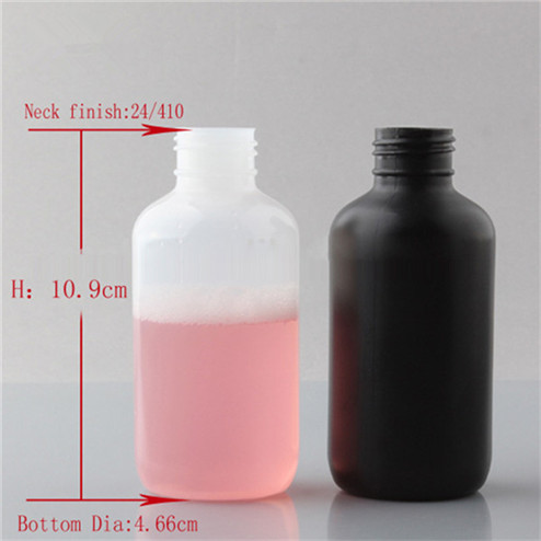 size of 4oz natural colored LDPE boston round bottle JF-155