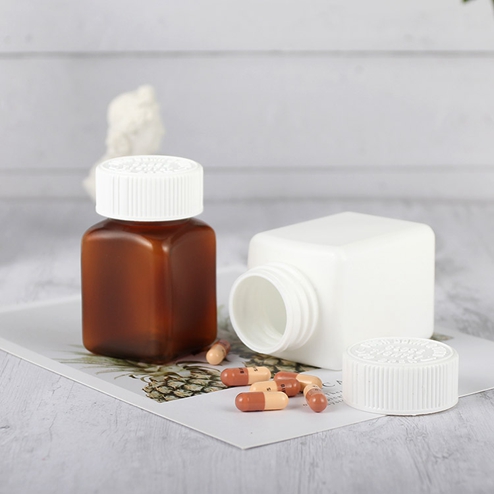 square plastic Pill Bottle