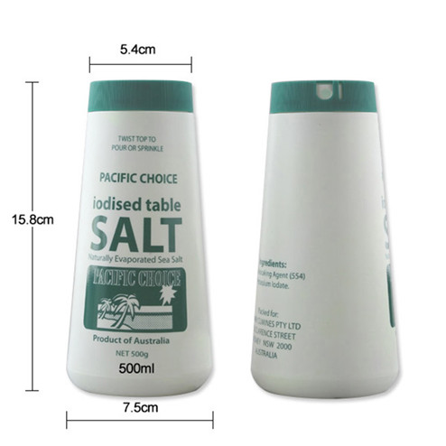size of 500g salt bottle with printing