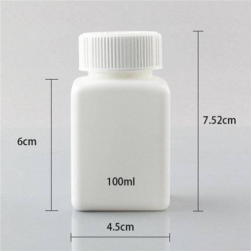 size of 100ml HDPE square plastic bottle for tablet YFA-235