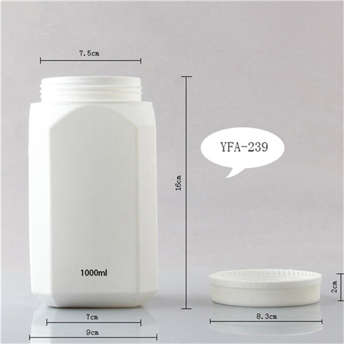 size of Opaque white HDPE 1 liter plastic bottle