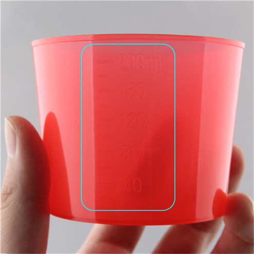detail of 200ml PP Plastic measuring cup ZFA-787