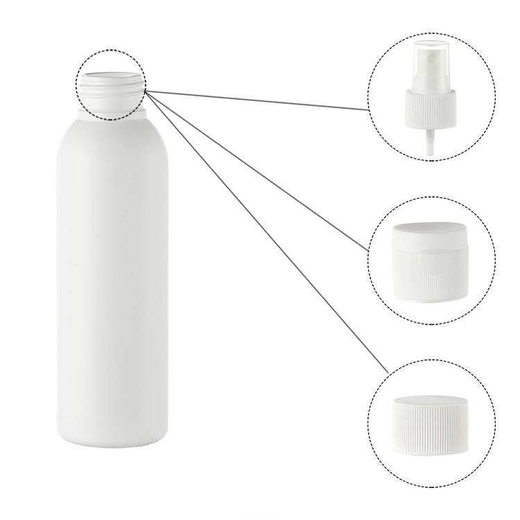 white cosmo shape plastic bottle with flip cap mist sprayer