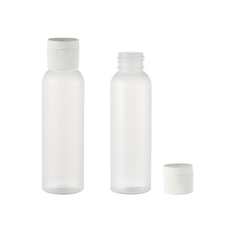 white cosmo shape plastic bottle with flip cap