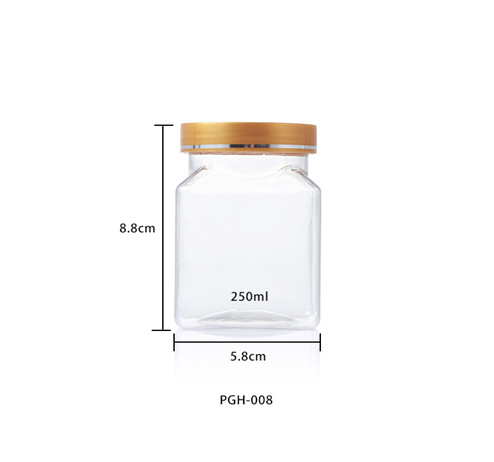 Square clear storage plastic jars size