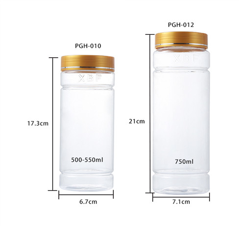 clear pet plastic jars dimension