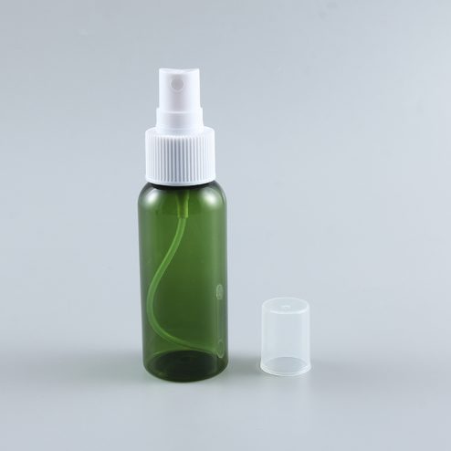 2 oz green transparent pet bottle with sprayer cover