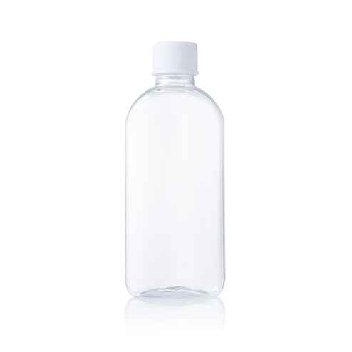 100 ml clear flat pet bottle with white screw cap