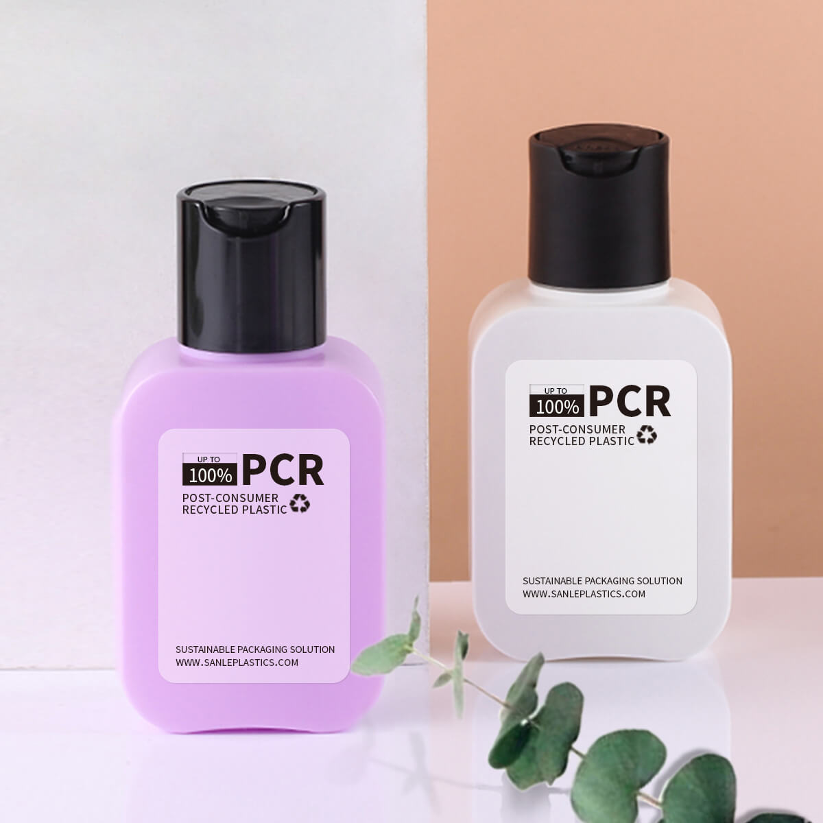 PCR plastic shampoo bottles
